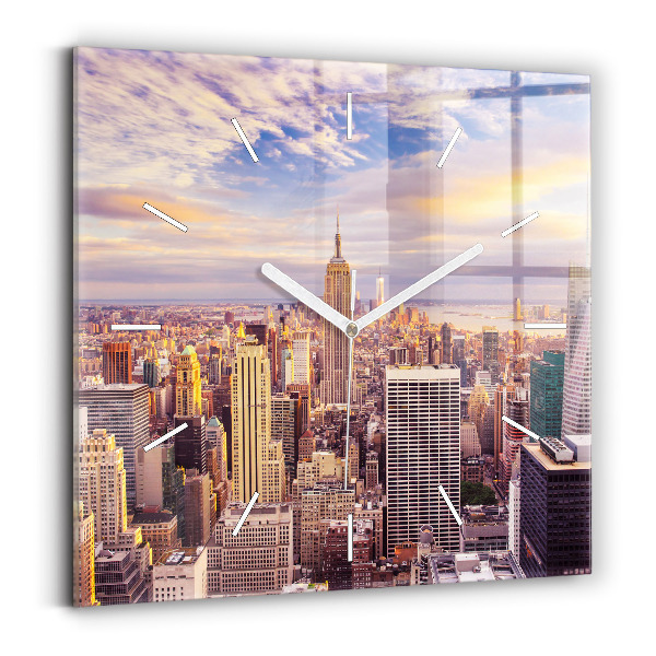 Square wall clock Sunset New York