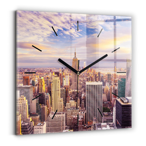 Square wall clock Sunset New York