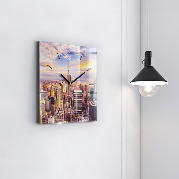 Square wall clock Sunset New York
