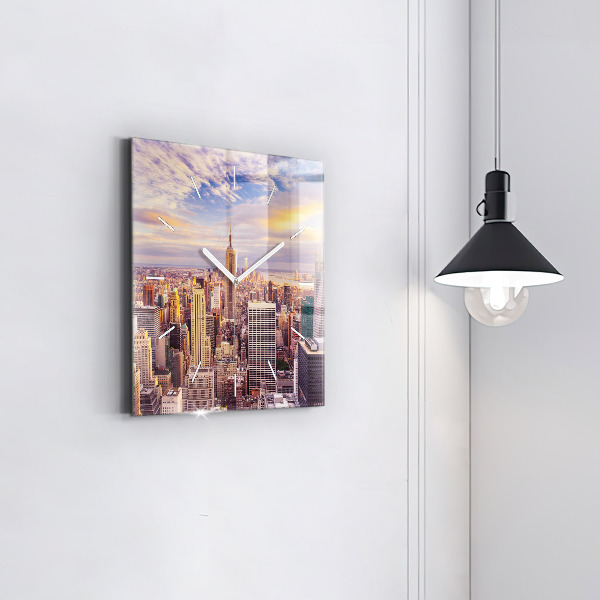 Square wall clock Sunset New York