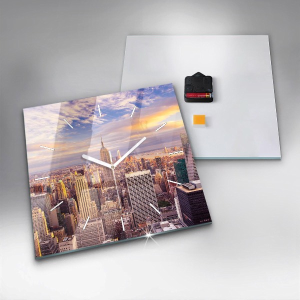 Square wall clock Sunset New York