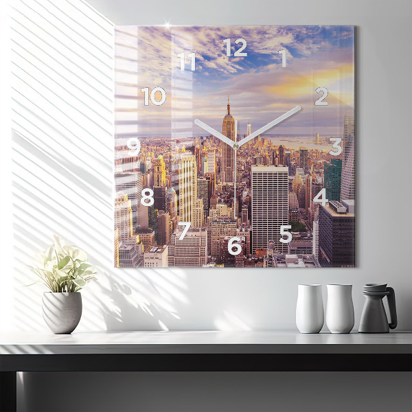 Square wall clock Sunset New York