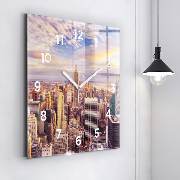 Square wall clock Sunset New York