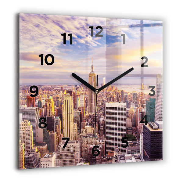 Square wall clock Sunset New York