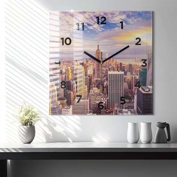 Square wall clock Sunset New York