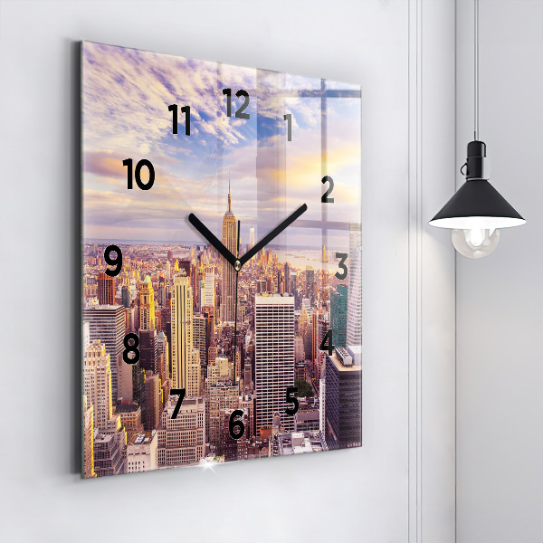 Square wall clock Sunset New York