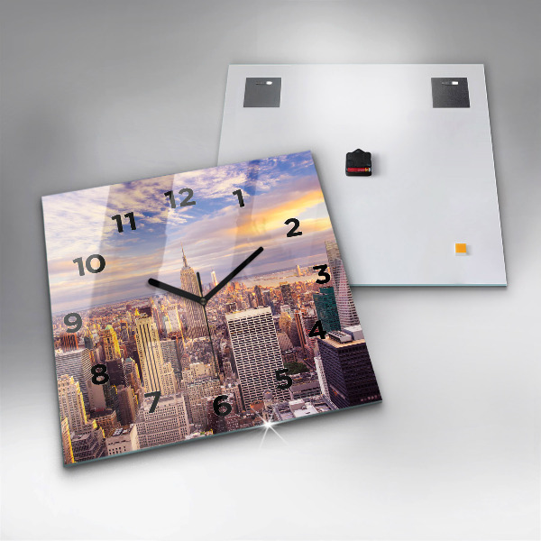 Square wall clock Sunset New York