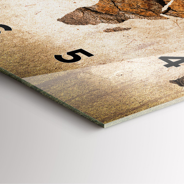 Square wall clock Vintage world map