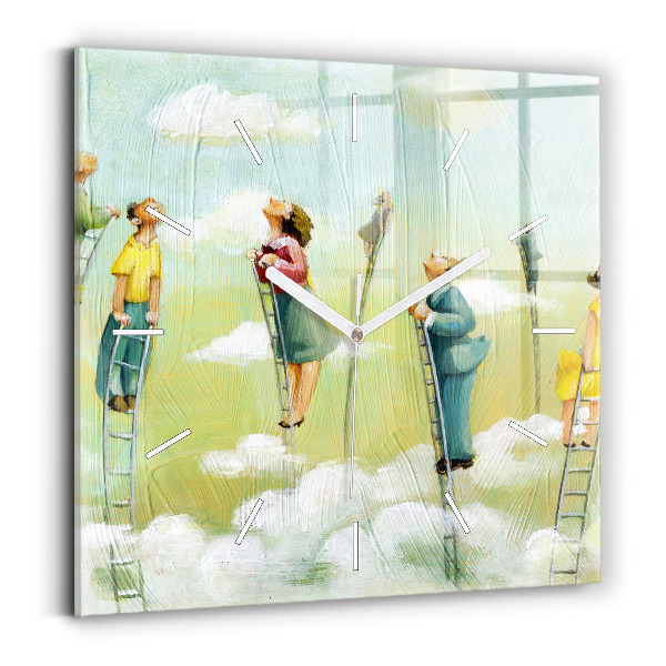 Square wall clock People on the ladder
