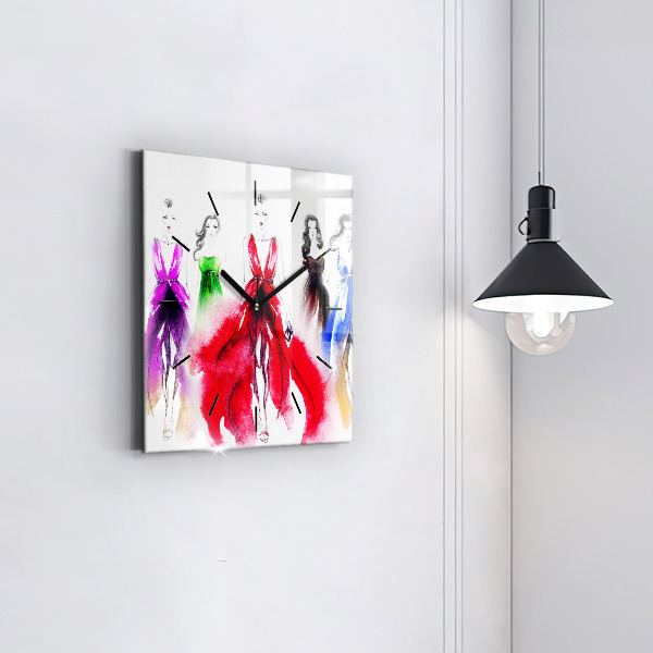 Square wall clock Women in colorful dresses