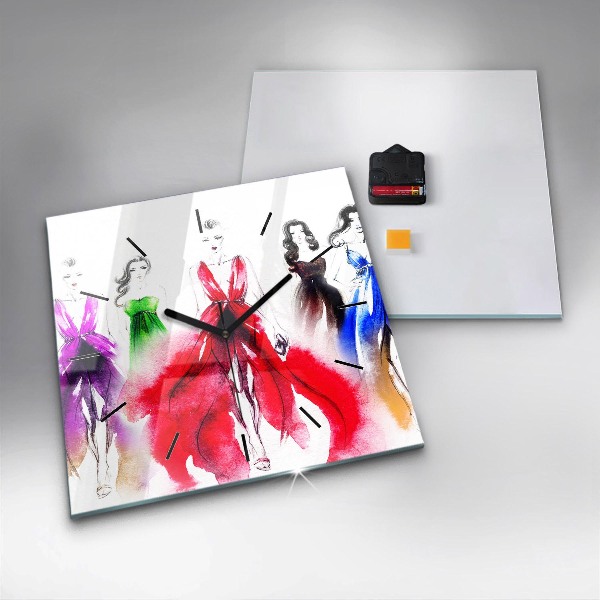 Square wall clock Women in colorful dresses