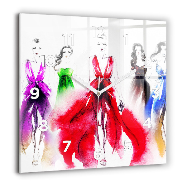 Square wall clock Women in colorful dresses