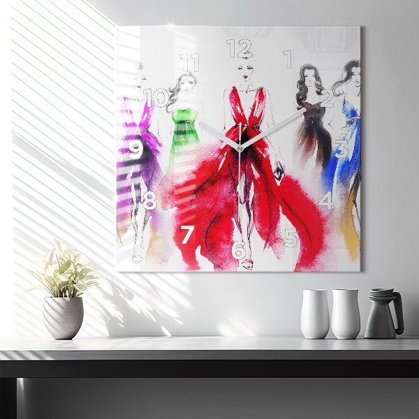 Square wall clock Women in colorful dresses