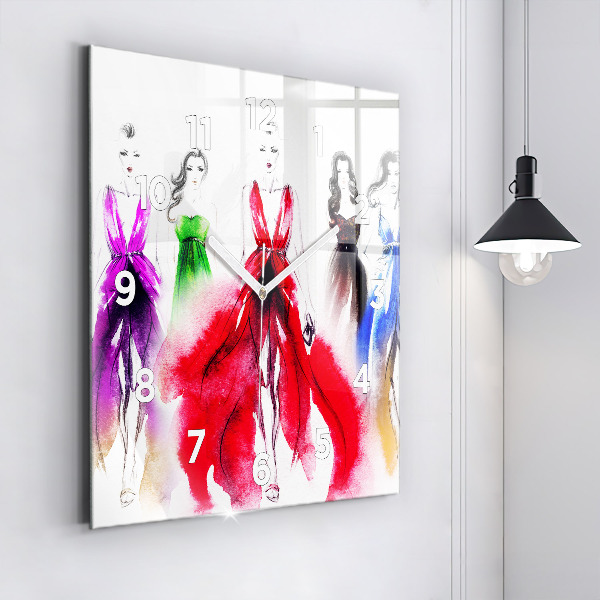 Square wall clock Women in colorful dresses