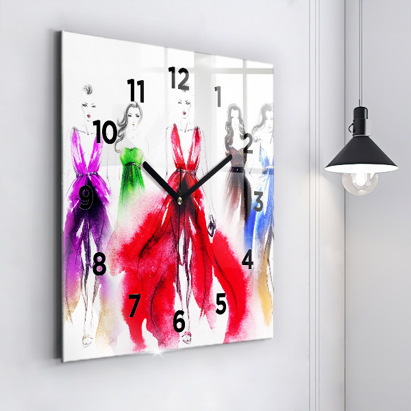 Square wall clock Women in colorful dresses