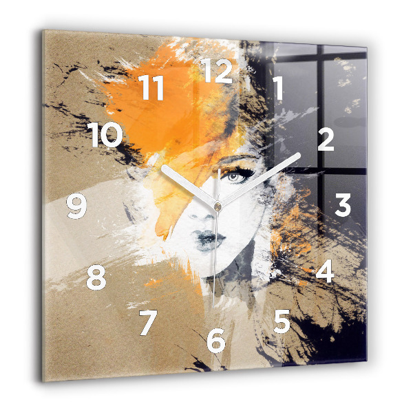 Square wall clock Portrait of a woman abstract