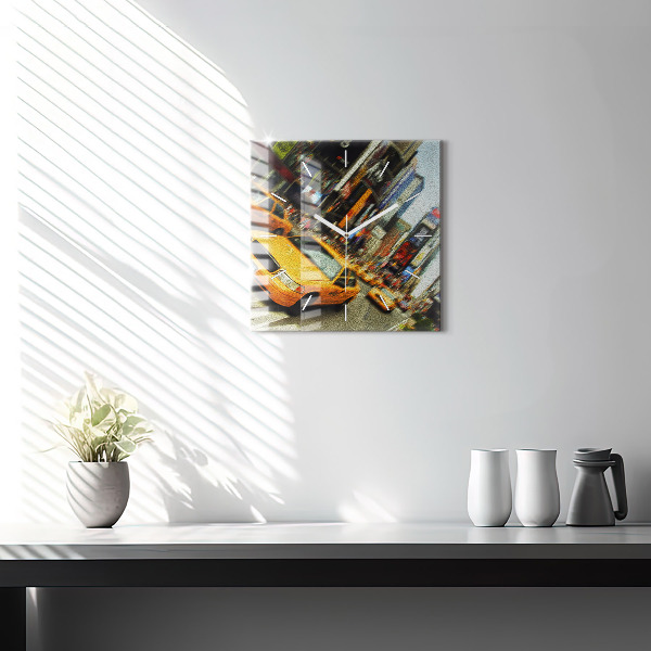 Square wall clock New York City taxis