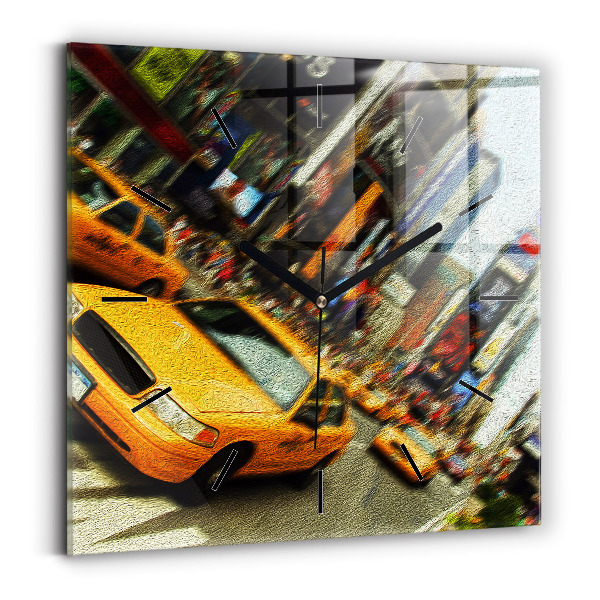 Square wall clock New York City taxis