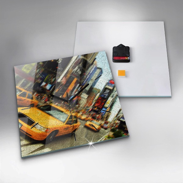 Square wall clock New York City taxis