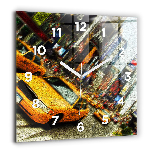 Square wall clock New York City taxis