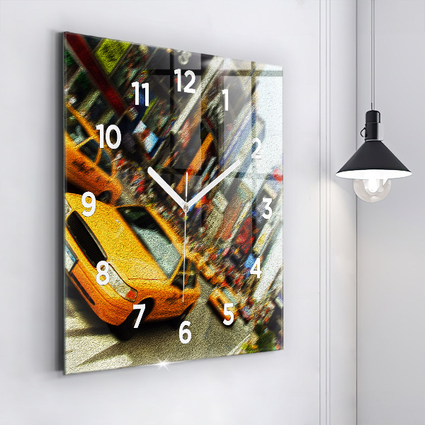 Square wall clock New York City taxis