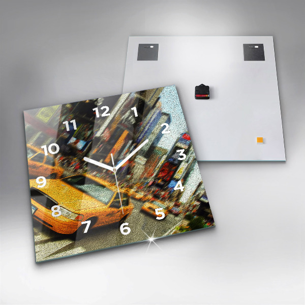 Square wall clock New York City taxis