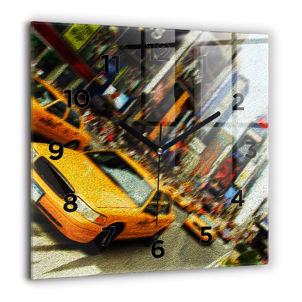 Square wall clock New York City taxis