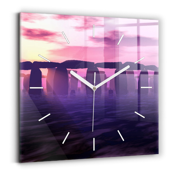 Square wall clock Sunset at Stonehenge