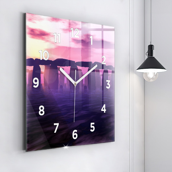 Square wall clock Sunset at Stonehenge