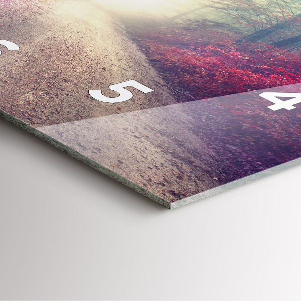 Square wall clock Autumn road Forest Fog