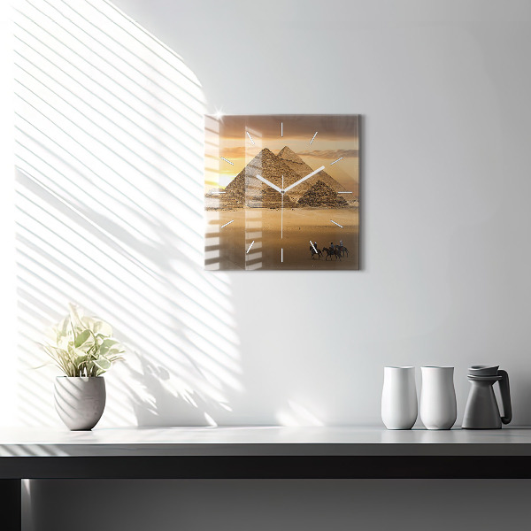 Square wall clock Pyramids and sunset