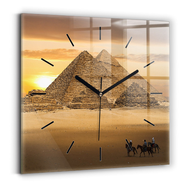Square wall clock Pyramids and sunset