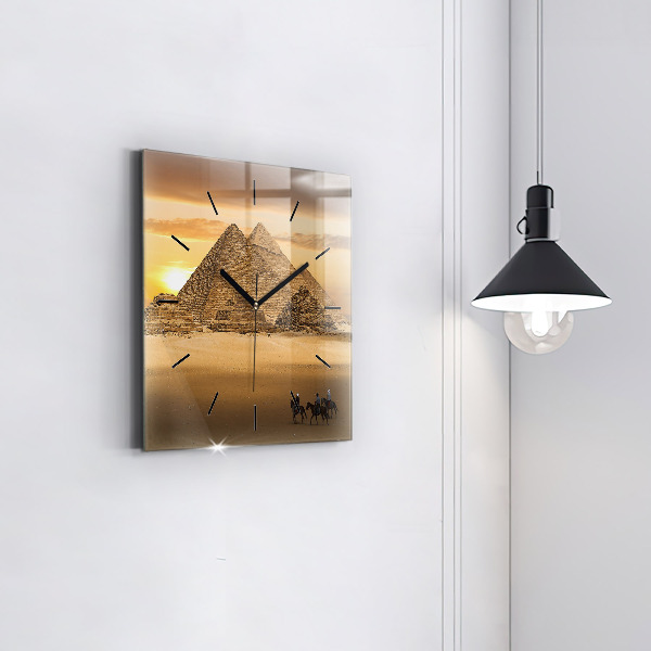 Square wall clock Pyramids and sunset