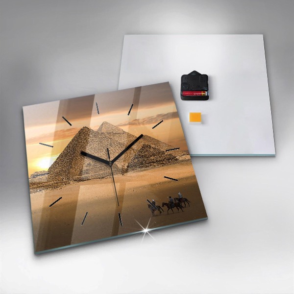 Square wall clock Pyramids and sunset