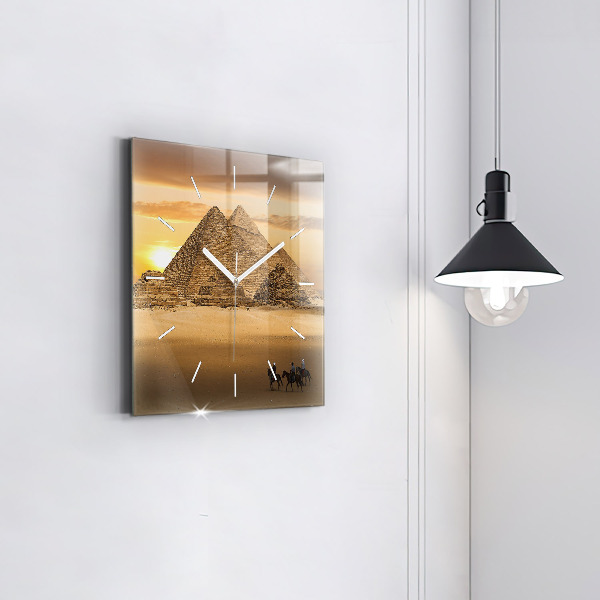 Square wall clock Pyramids and sunset