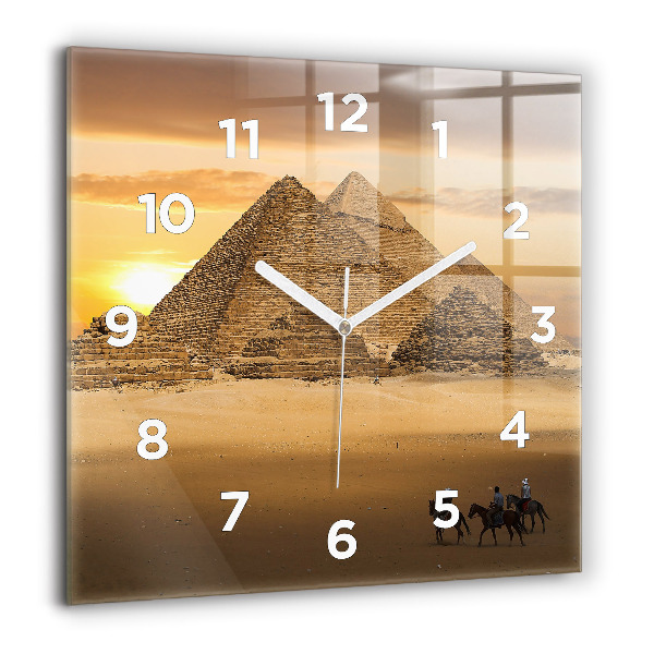 Square wall clock Pyramids and sunset
