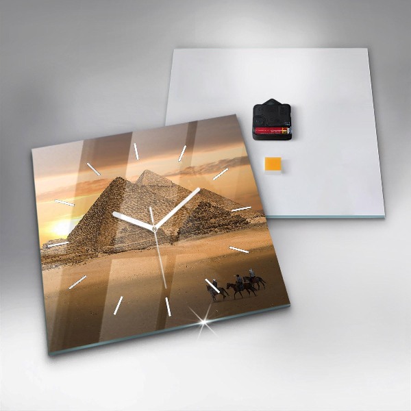 Square wall clock Pyramids and sunset