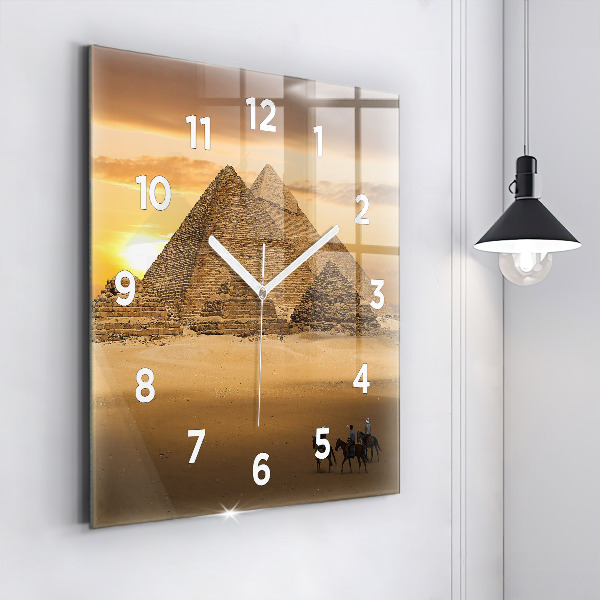 Square wall clock Pyramids and sunset