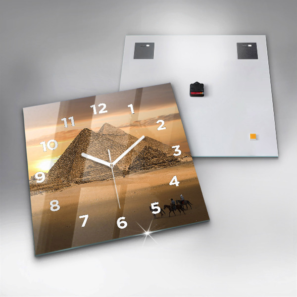 Square wall clock Pyramids and sunset