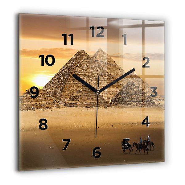 Square wall clock Pyramids and sunset