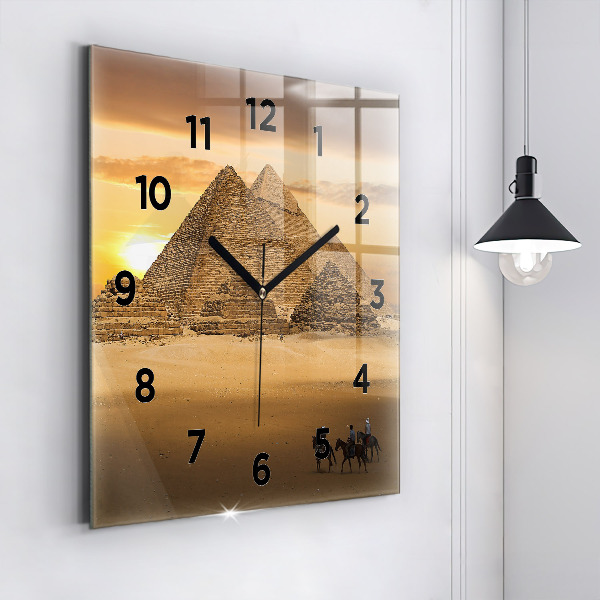 Square wall clock Pyramids and sunset