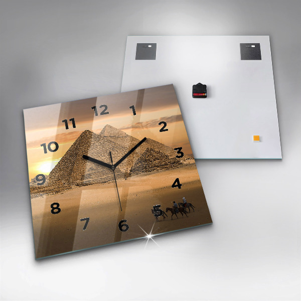 Square wall clock Pyramids and sunset