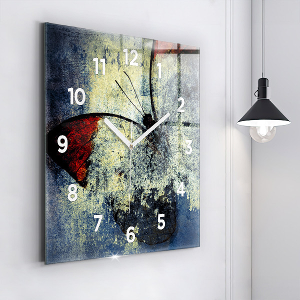 Square wall clock Butterfly vintage style