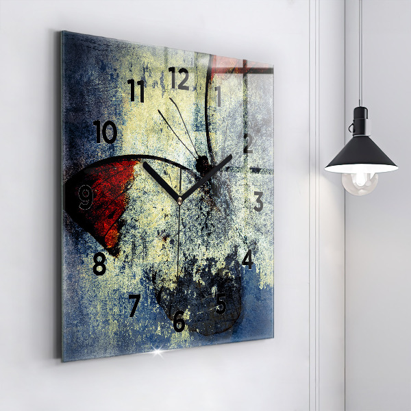 Square wall clock Butterfly vintage style