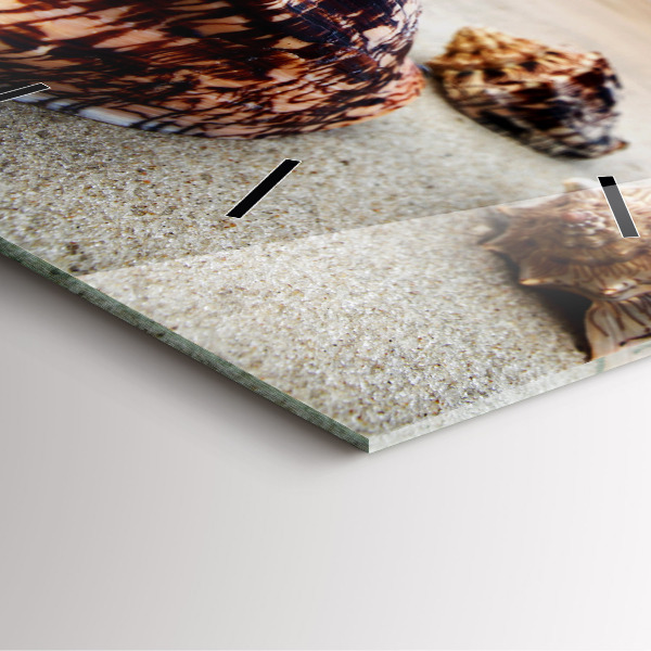 Square wall clock A shell on the beach