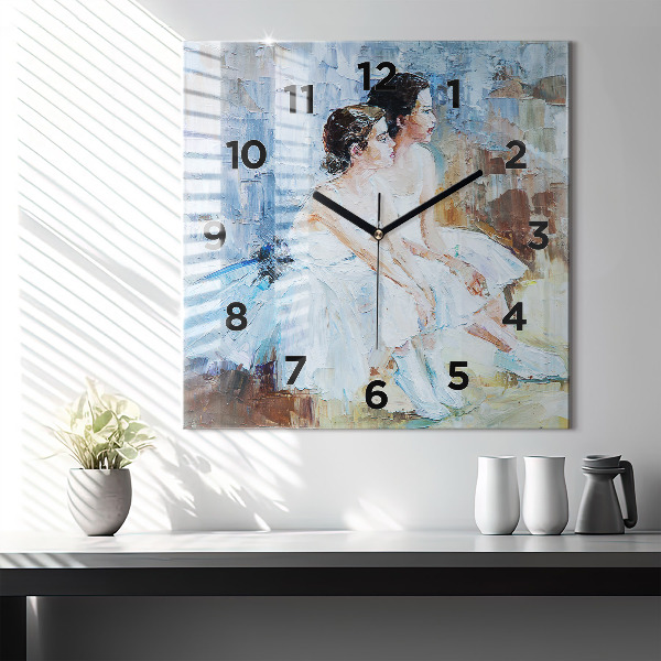 Square wall clock Young ballerinas