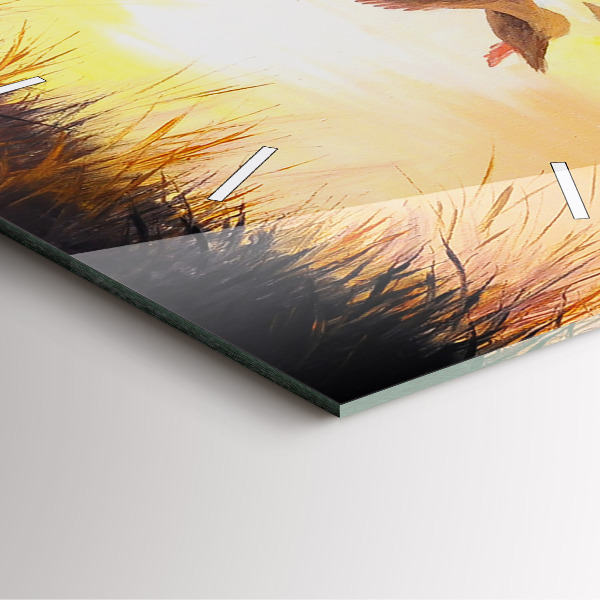 Square wall clock Cranes at sunset