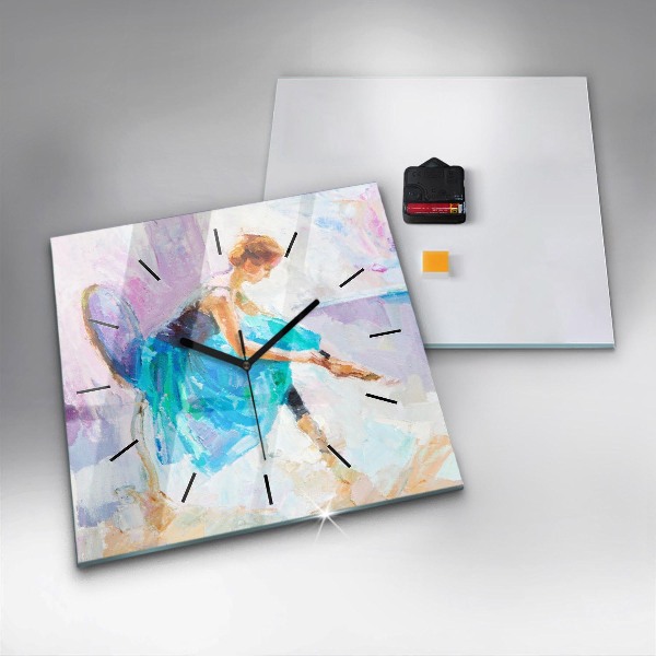Square wall clock Preparing the ballerina