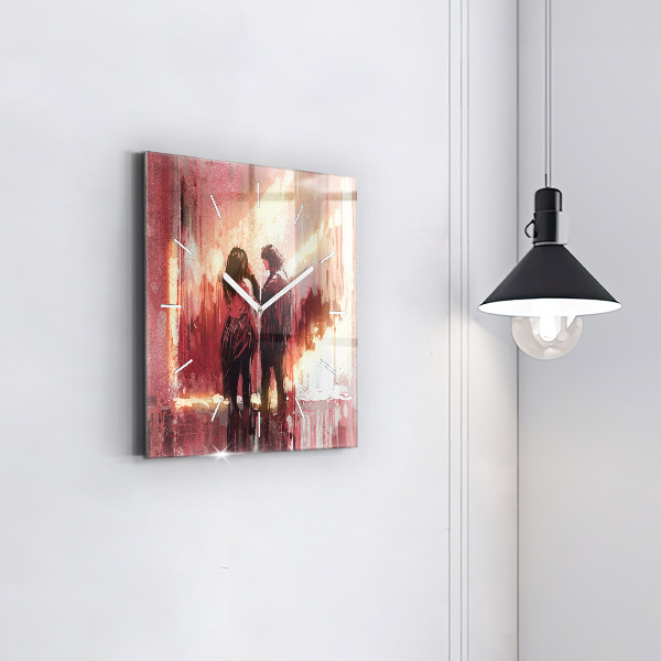 Square wall clock Young couple in love