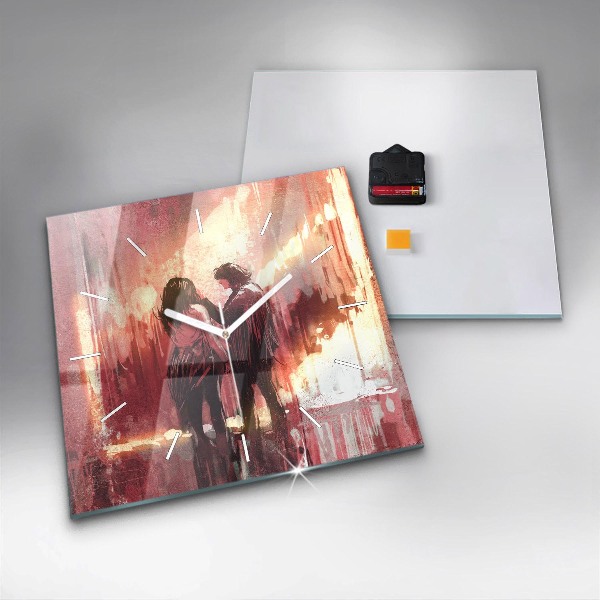 Square wall clock Young couple in love